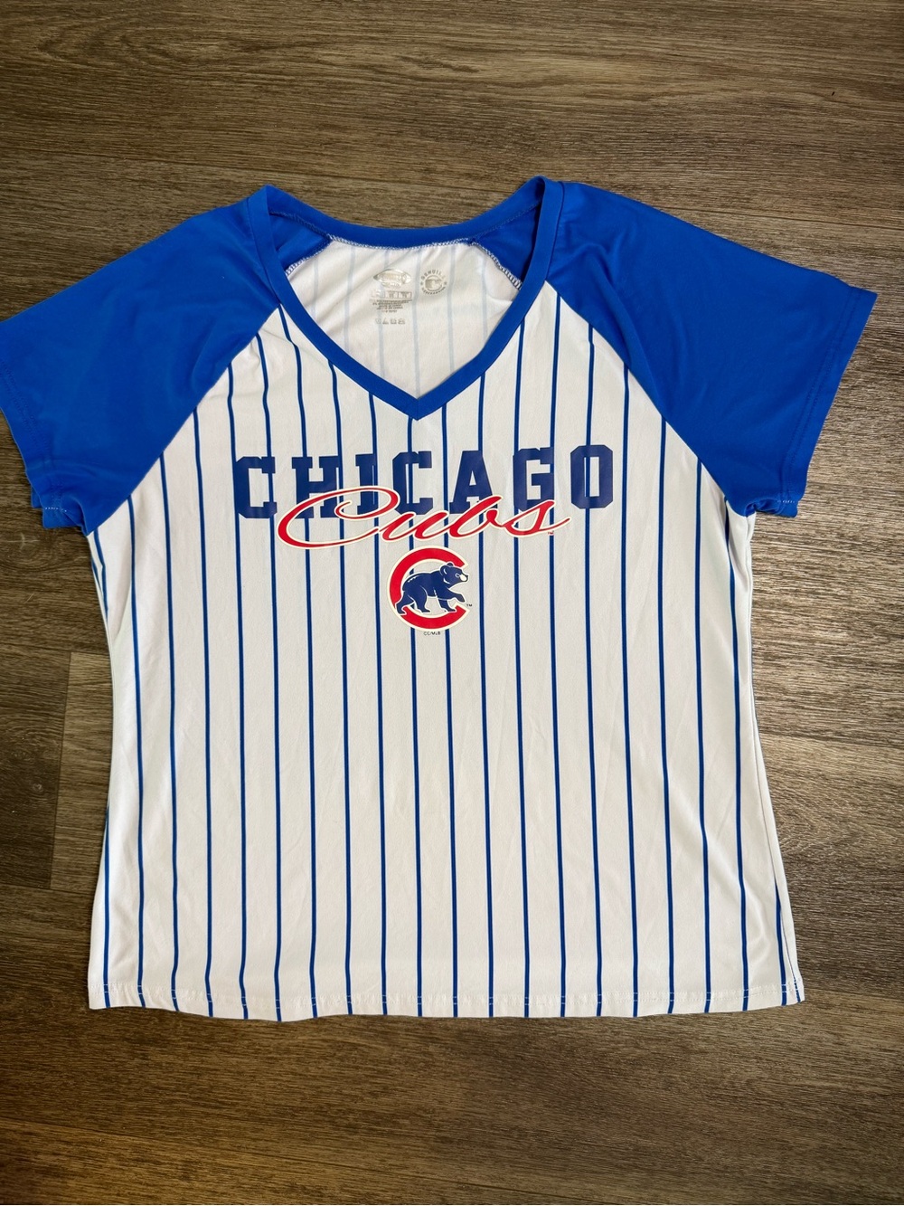 Chicago Cubs Pinstripe V-Neck Tee